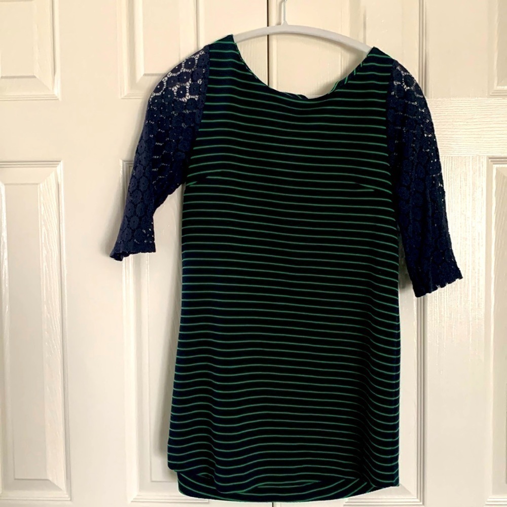 Anthropologie Lace Sleeve Striped Shirt/Dress